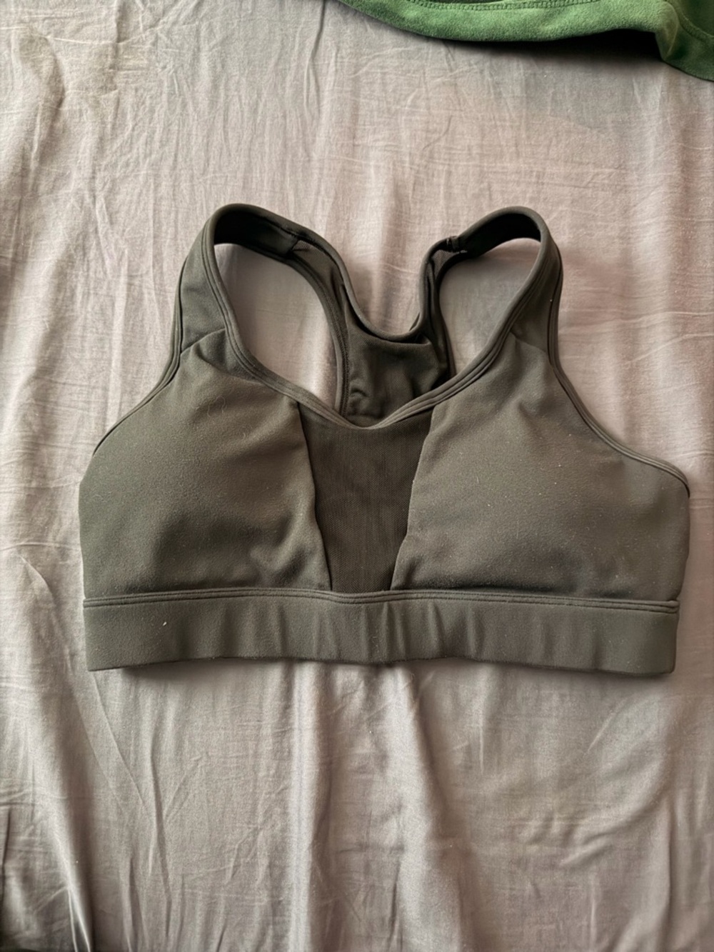 Women's Black Racerback Sports Bra with Mesh Peekaboo front
